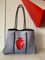 Heart Tote Stars Grey