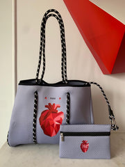 Heart Tote Stars Grey