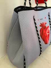 Heart Tote Stars Grey