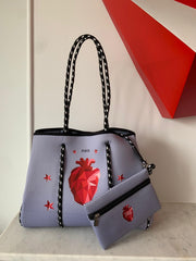 Heart Tote Stars Grey