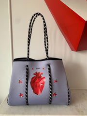 Heart Tote Stars Grey