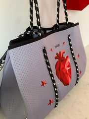 Heart Tote Stars Grey